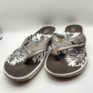 Clarks Women’s Size 9 US 40 EU Breeze Sea Cushion Flip Flop Sandals in Pewter
